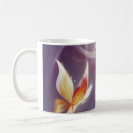 Taza De Café Mariposa estilizada y flor