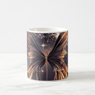 Taza De Café Mariposa Fantasía Dorado Brillante