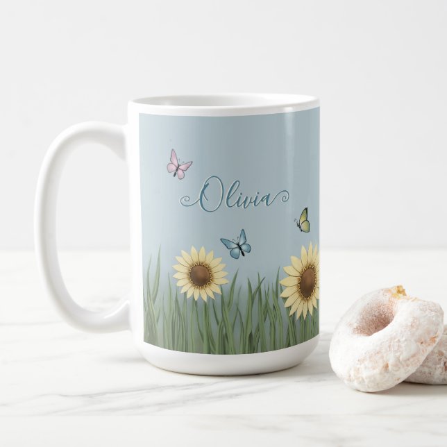 Taza De Café Mariposa Flor de Girasol (Con donut)