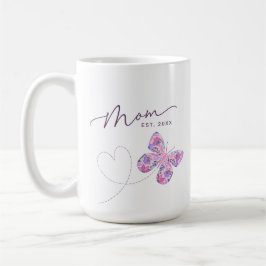 Taza De Café Mariposa floral mamá personalizada