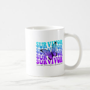 Taza De Café Mariposa Groovy Turquesa y Morado Cinta Suicidio 