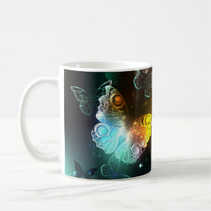 Taza De Café Mariposa luminosa y mariposas nocturnas
