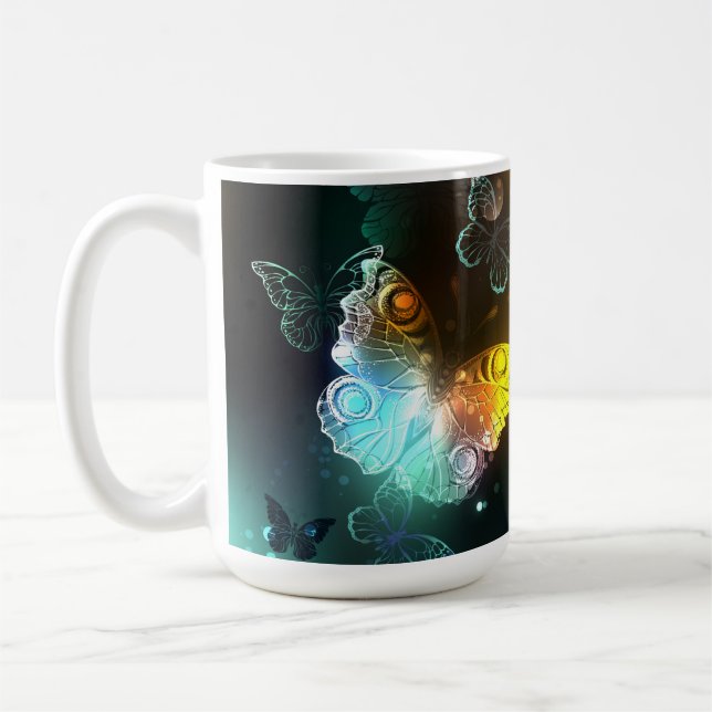 Taza De Café Mariposa luminosa y mariposas nocturnas (Izquierda)