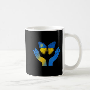 Taza De Café Mariposa Mano Ucrania Bandera Ucraniana Se Apoya E
