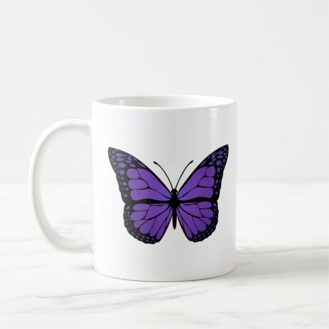 Taza De Café Mariposa - Mariposa púrpura - Regalo perfecto (Izquierda)
