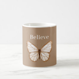 Taza De Café Mariposa Marrón Crema