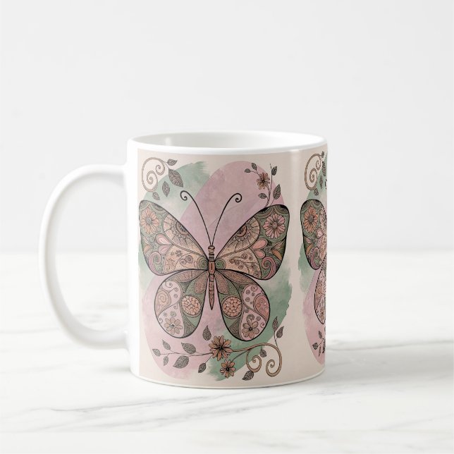 Taza De Café Mariposa marrón de color (Izquierda)