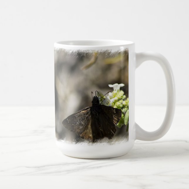 Taza De Café Mariposa marrón sobre blanco (Derecha)