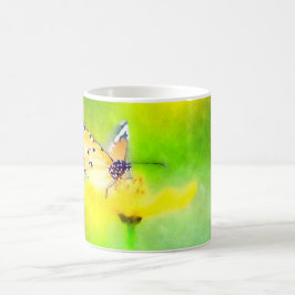 Taza De Café Mariposa monarca acuarela y barra húmeda