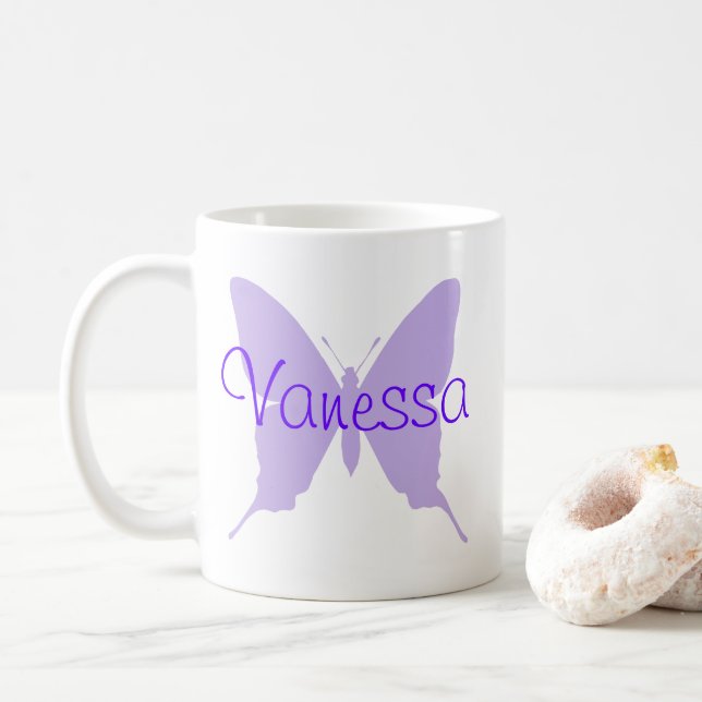 Taza De Café Mariposa Morada Personalizada (Con donut)