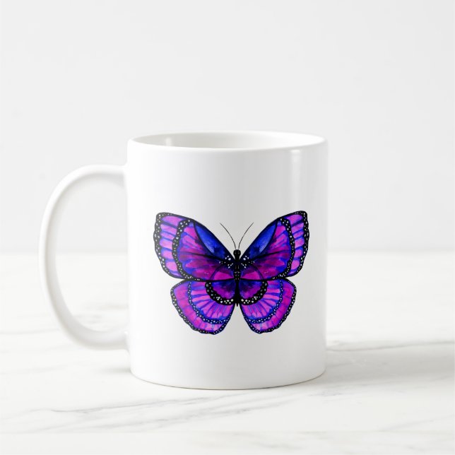 Taza De Café Mariposa morada y azul (Izquierda)