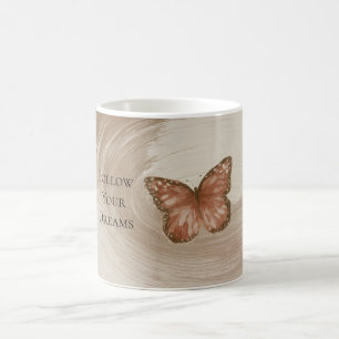 Taza De Café Mariposa Naranja Crema Remolino Marrón
