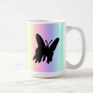 Taza De Café Mariposa negra en el arcoiris pastel