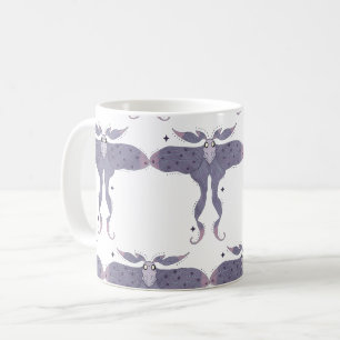 Taza De Café Mariposa nocturna morada caprichosa con destellos 