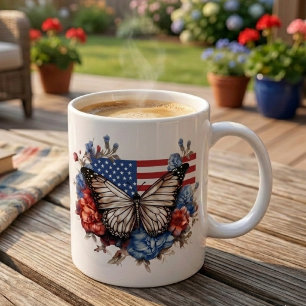 Taza De Café Mariposa Patriótica 4 De Julio