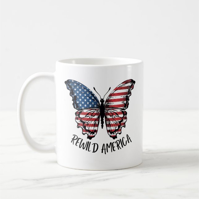 Taza De Café Mariposa Patriótica Rewild America (Izquierda)