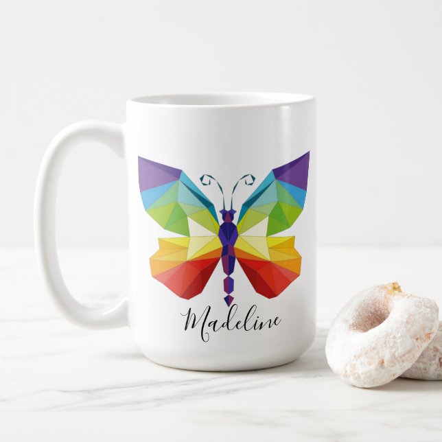 Taza De Café Mariposa pintada monogramada (Con donut)