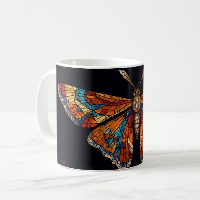 Taza De Café Mariposa Polilla Mosaico (Anverso izquierdo)