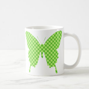 Taza De Café Mariposa, puntos retros, sombras de la verde lima