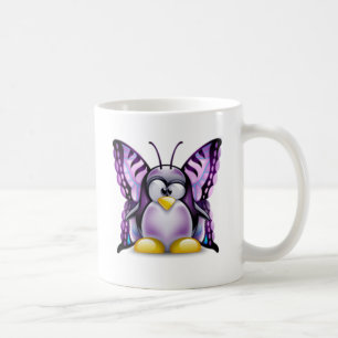 Taza De Café Mariposa púrpura Tux (Linux Tux)