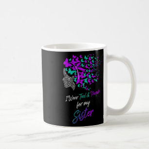 Taza De Café Mariposa Que Uso Verde azulado Y Morado Para Suici