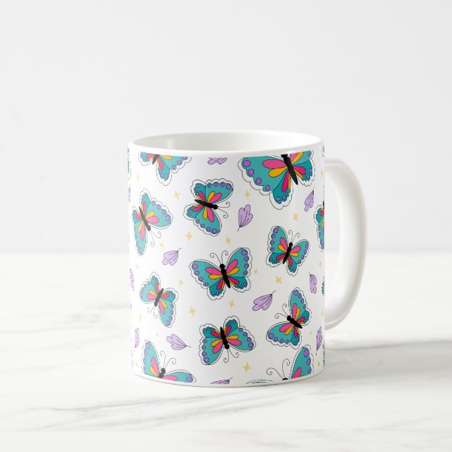 Taza De Café Mariposa Retro de Verano (Anverso derecho)