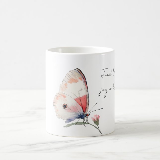 Taza De Café Mariposa rosa alegría (Centro)