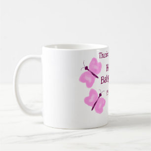 Taza De Café Mariposa rosa Bebé ducha acuarela añadir nombre