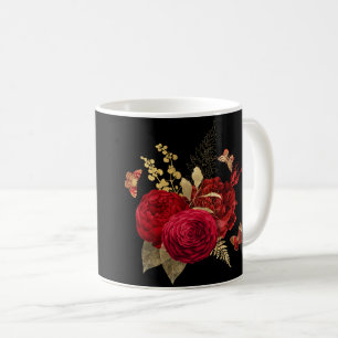 Taza De Café Mariposa Rosa color oro rojo bonito