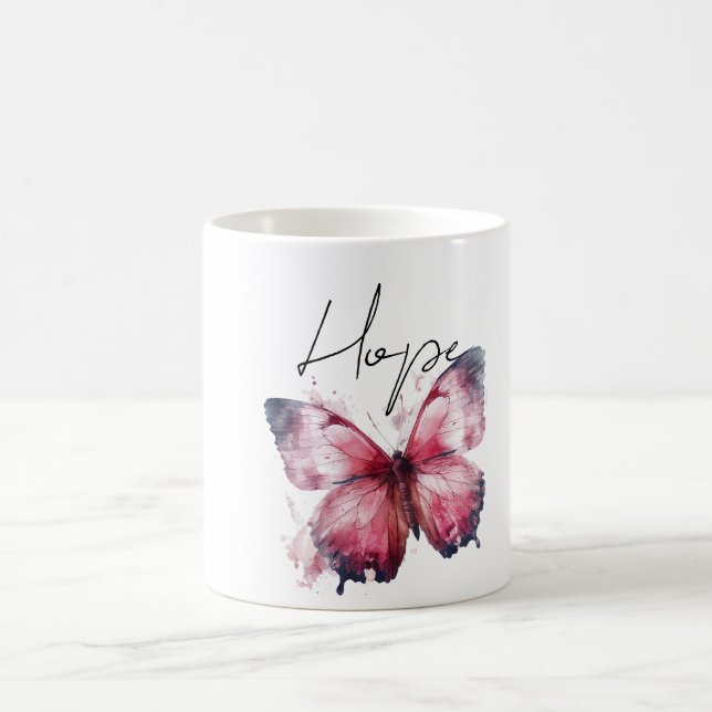Taza De Café Mariposa rosa de esperanza inspiradora (Centro)