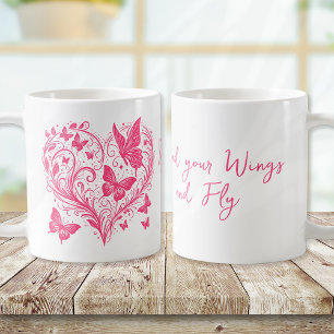 Taza De Café Mariposa rosa expande tus alas y vuela