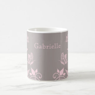 Taza De Café Mariposa rosa Floral Mug