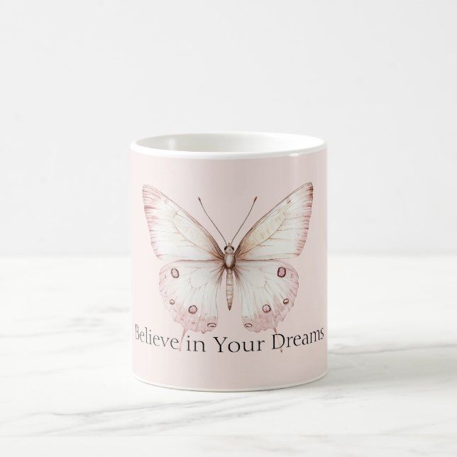 Taza De Café Mariposa Rosa Rubor Cree en Sueños (Centro)
