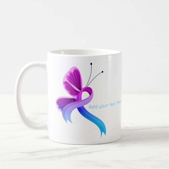 Taza De Café Mariposa rosa y azul claro (Izquierda)