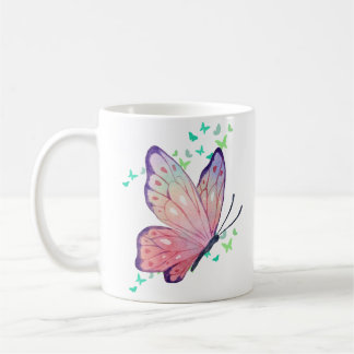 Taza De Café Mariposa rosa y morada
