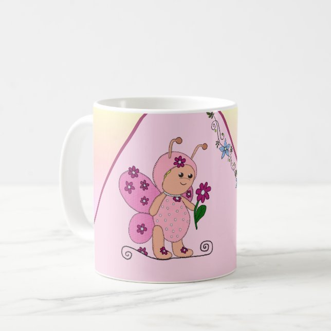 Taza De Café Mariposa rosas personalizadas (Anverso izquierdo)