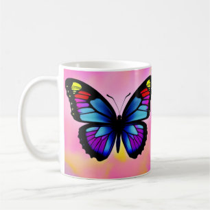 Taza De Café Mariposa sobre fondo brillante