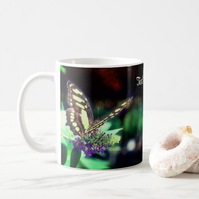 Taza De Café Mariposa suave en flor personalizada (Con donut)