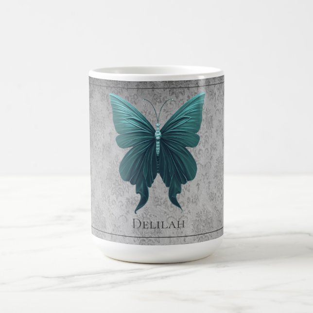 Taza De Café Mariposa verde azulada (Centro)