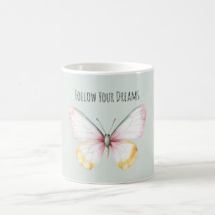 Taza De Café Mariposa Verde Menta Blanco Amarillo Rosa Azul Tur