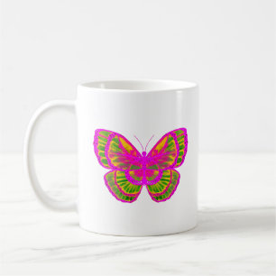 Taza De Café Mariposa verde y rosa