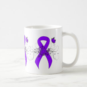 Taza De Café Mariposa Violeta Cinta, linfoma de Hodgkin