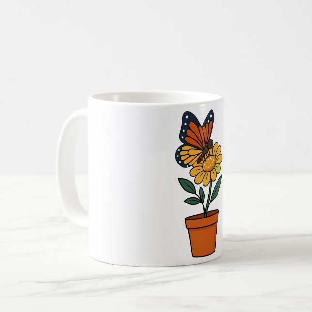 Taza De Café mariposa y flor de sol (Anverso izquierdo)