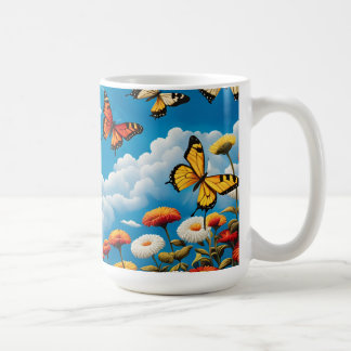 Taza De Café Mariposa y Flores