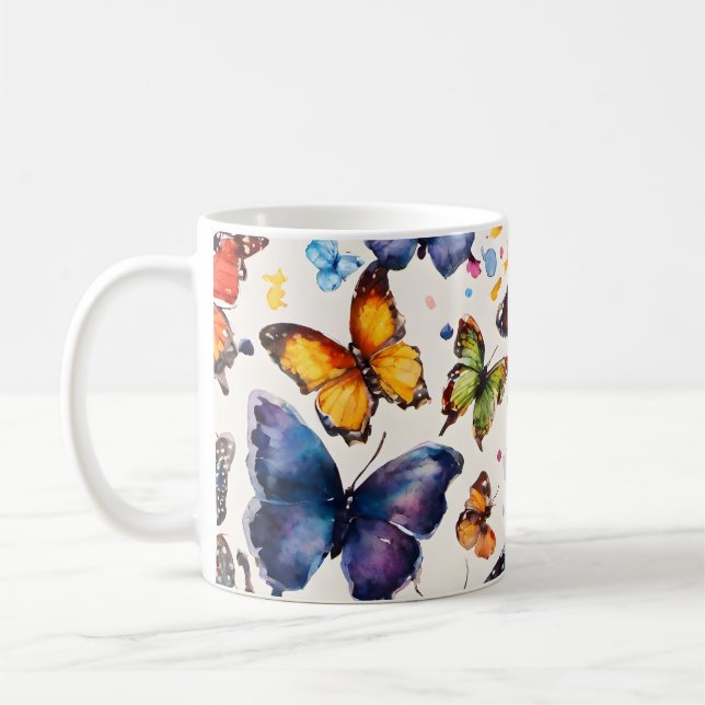Taza De Café Mariposas Acuarela  (Izquierda)