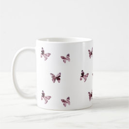 Taza De Café Mariposas: animales hembras de raso rosado