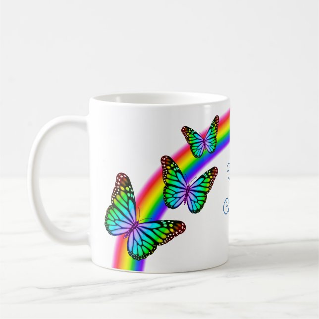 Taza De Café Mariposas arcoiris coloridas (Izquierda)