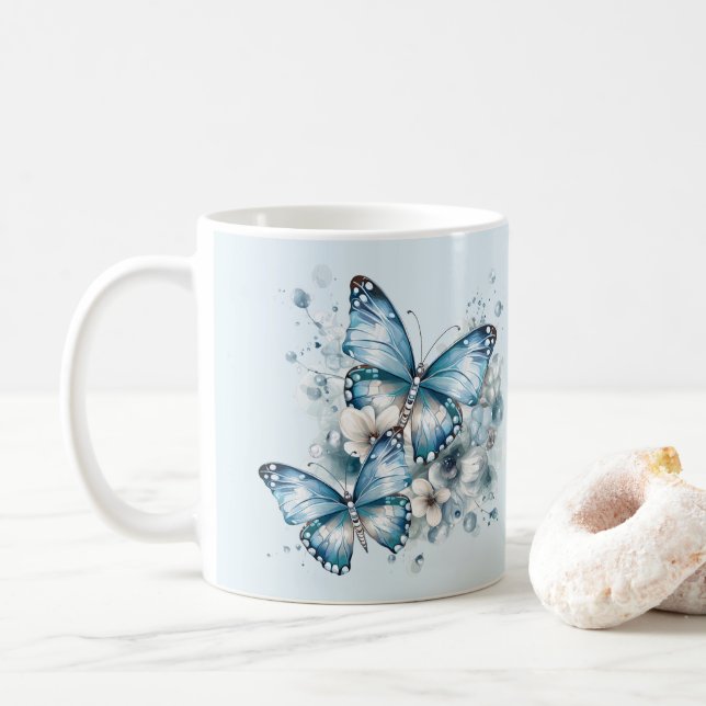 Taza De Café Mariposas azules (Con donut)