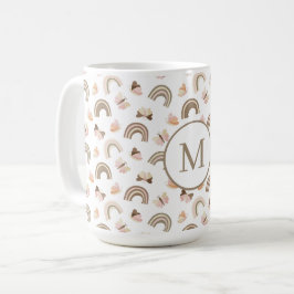 Taza De Café Mariposas Blancas Modernas Patrón Arcoíris Rosa