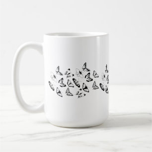 Taza De Café Mariposas blancas y negras